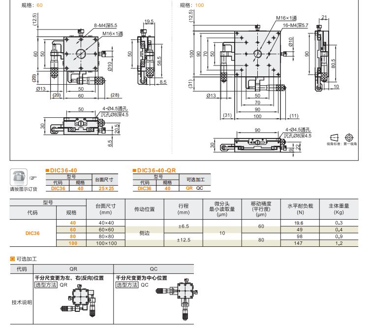 薄型DIC36手動(dòng)位移滑臺(tái)(圖4)