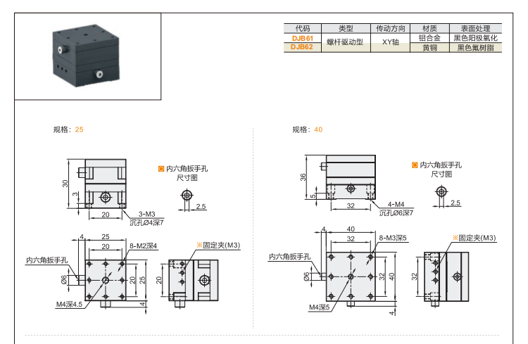 螺桿驅(qū)動型DJB61/DJB62手動位移滑臺(圖4)