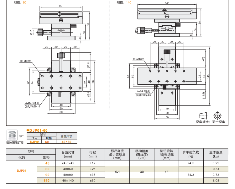 標準型DJP01手動位移滑臺(圖4)