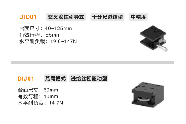 中精度DID01/DIJ01手動位移滑臺(圖2)