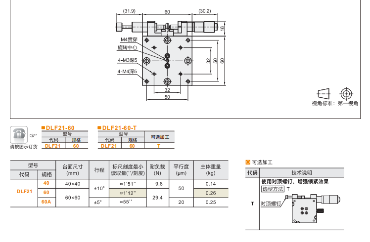 360°手動調(diào)節(jié)千分尺進給DLF01/DLF11/DLF21手動位移滑臺(圖7)